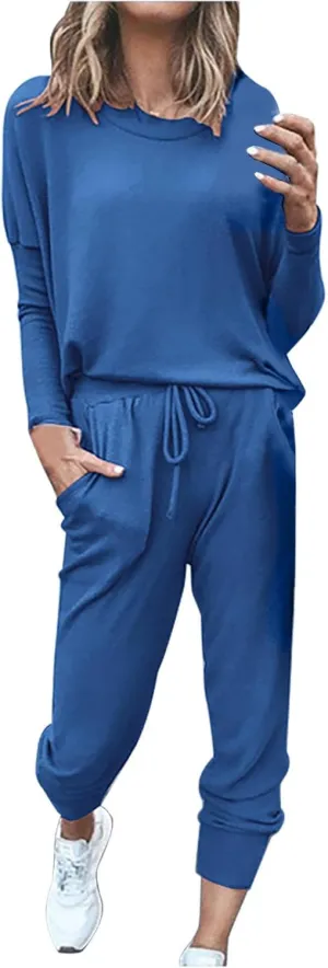 2 Piece Outfits for Women Sweatsuit Long Sleeve Pullover Top with Jogger Sweatpants Fall Fashion Loungewear Set