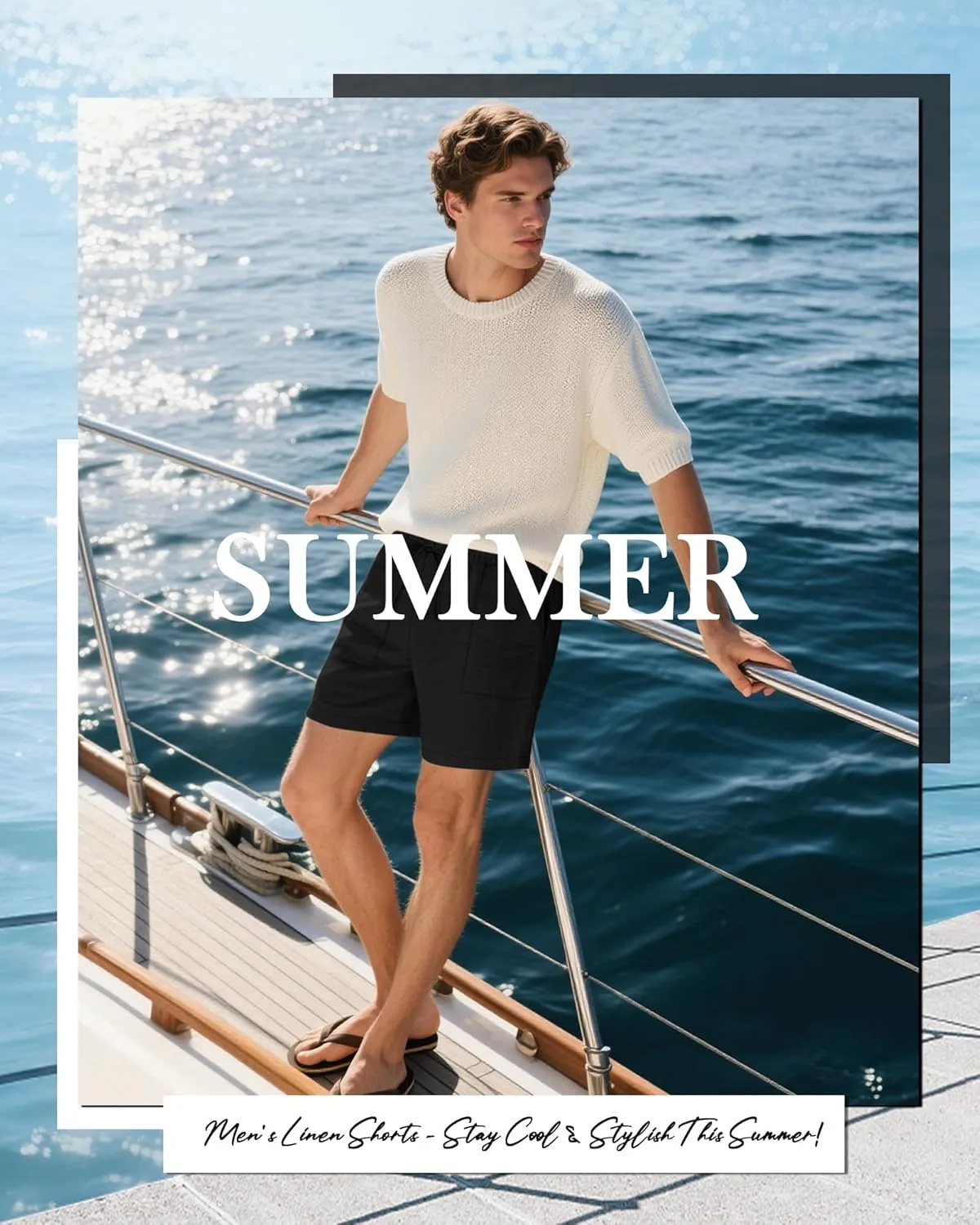 3 Pack Men's Linen Shorts, 3.5 Inch Cotton Drawstring Casual Summer Shorts Elastic Waist Beach Bottom with Pockets
