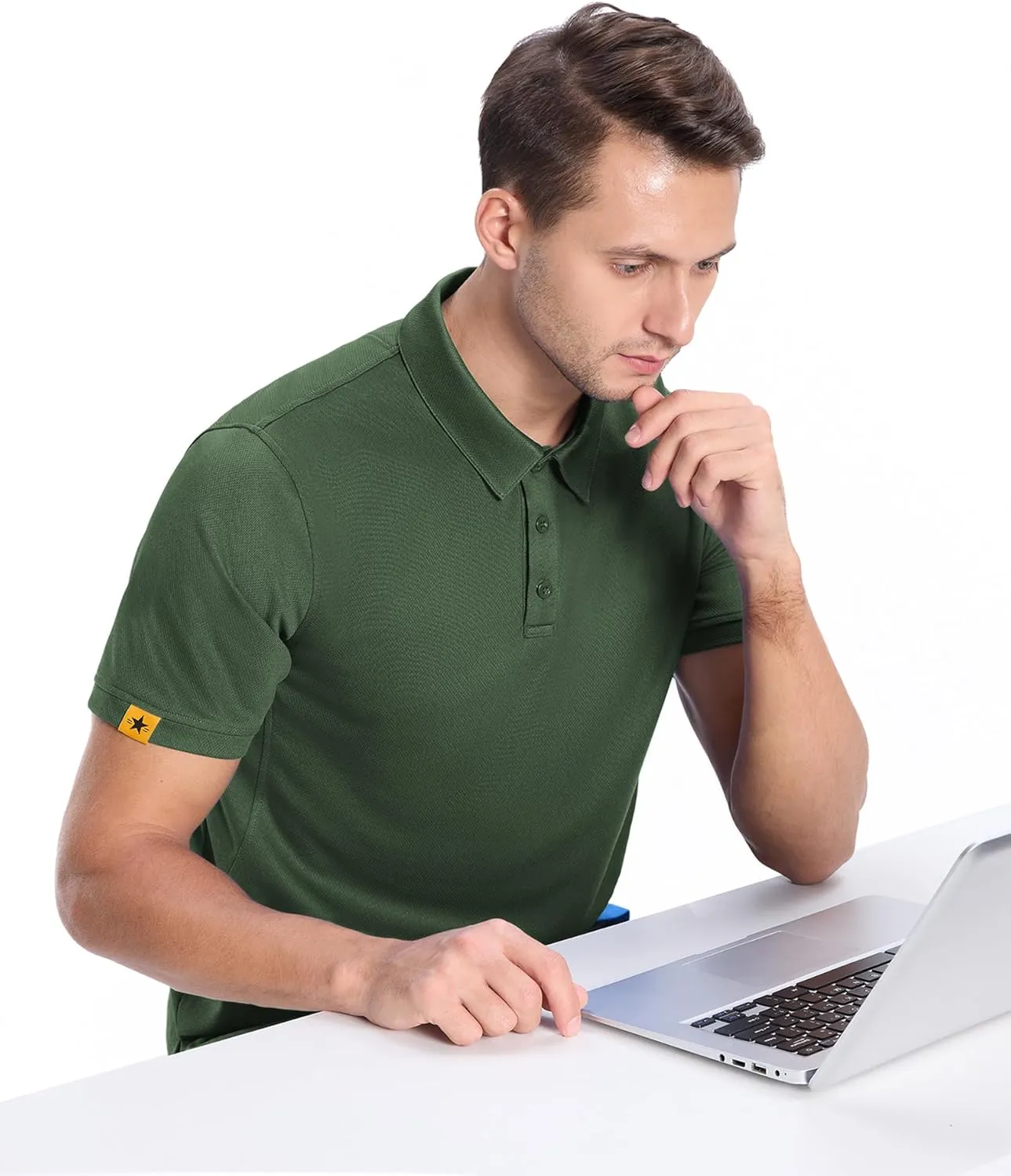 3 Pack Polo Shirts for Men Short Sleeve Moisture-Wicking Golf Shirts Athletic Casual Collared T-Shirt