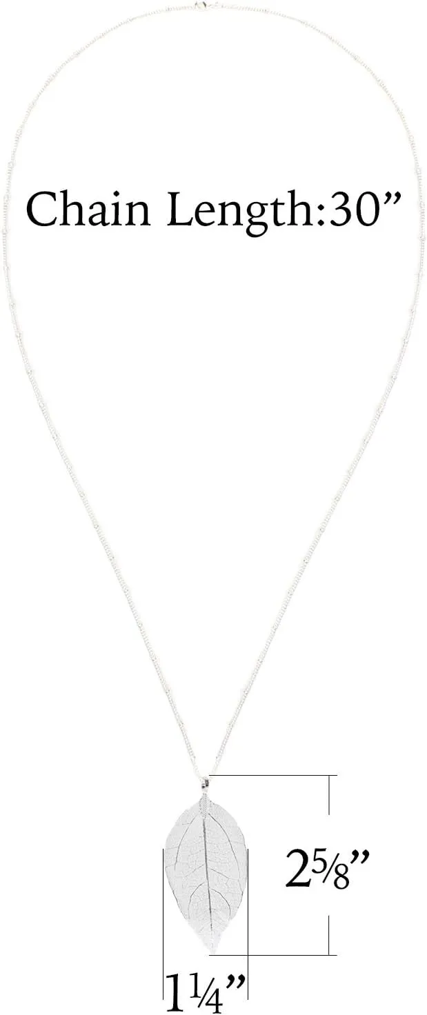 BOUTIQUELOVIN Filigree Long Leaf Pendant Dangle Necklace and Earring Jewelry Set Fashion for Women