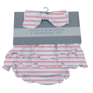 Candy Stripe Ruffle Bamboo Bloomer Headband Set