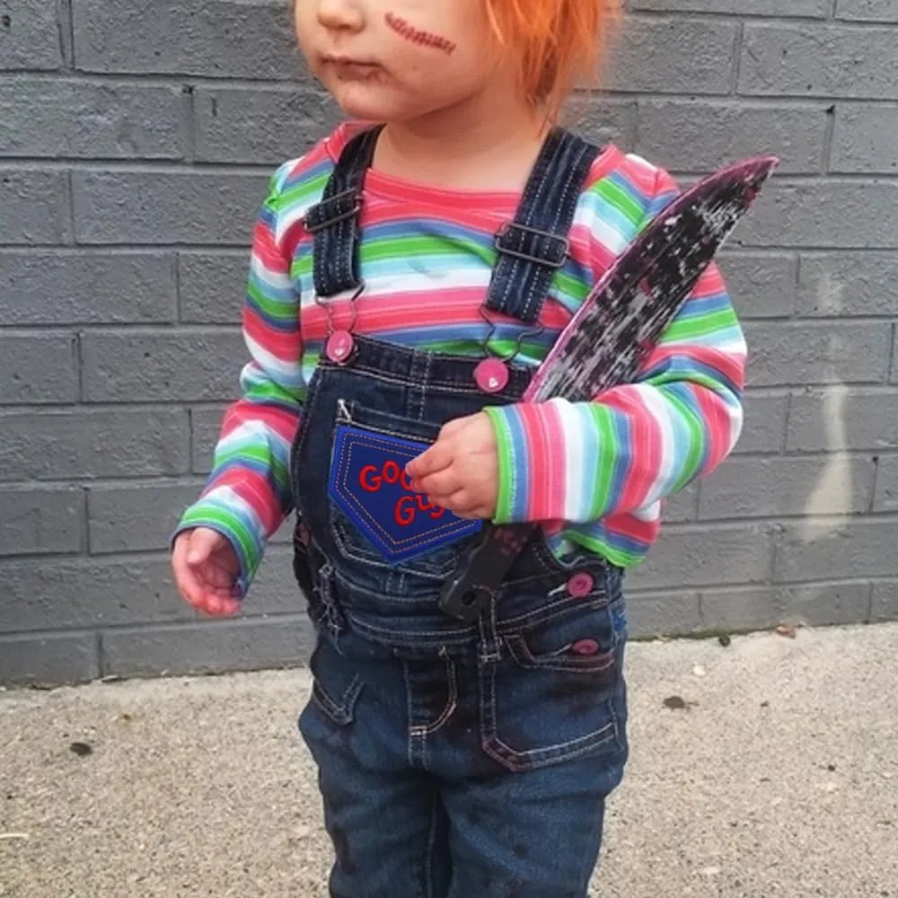 Costume for Kids Stripe Shirt & Good Guys Patch Set Baby Boys Girls T-Shirts Cosplay Halloween Party Favors Gifts