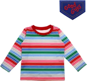 Costume for Kids Stripe Shirt & Good Guys Patch Set Baby Boys Girls T-Shirts Cosplay Halloween Party Favors Gifts