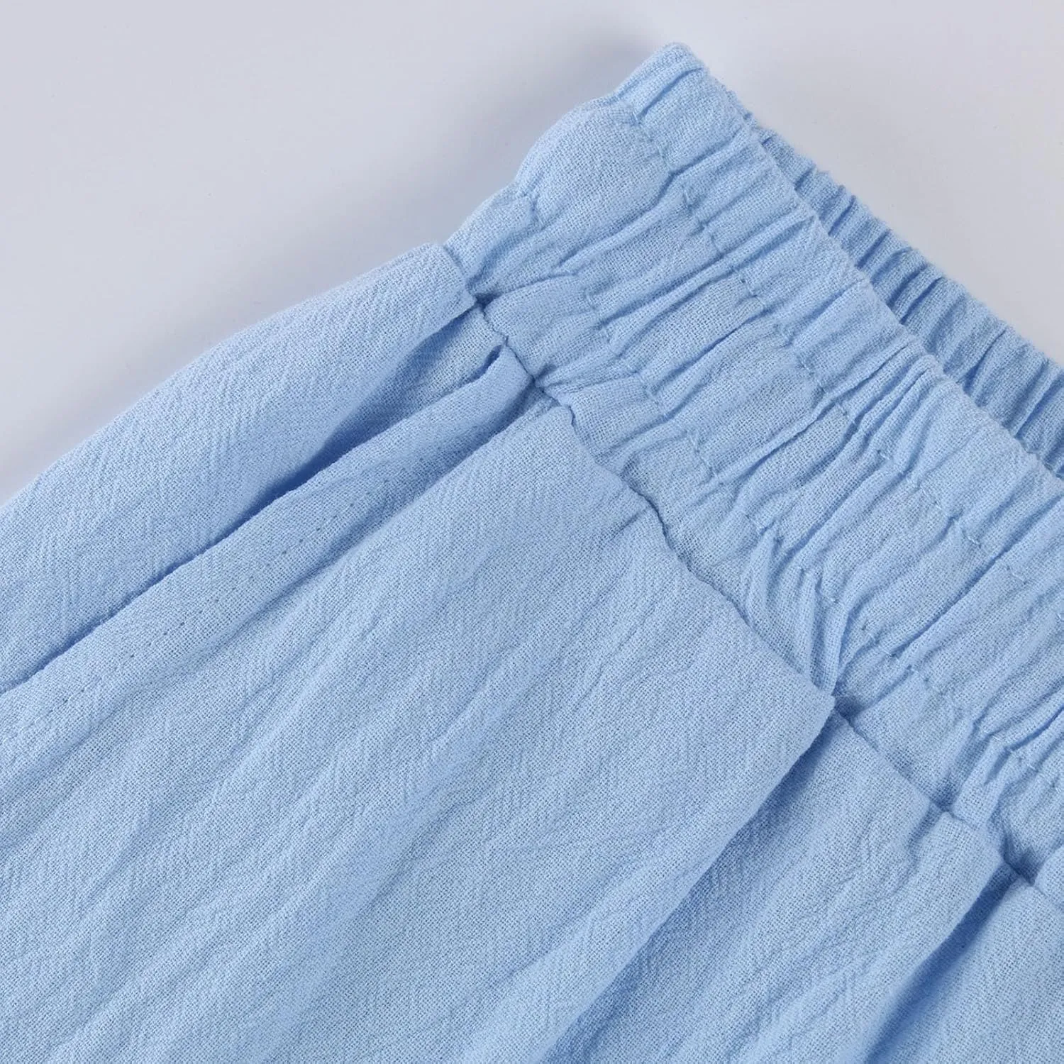 Cropped Linen Pants Women Plus Size Drawstring Elastic High Waisted Joggers Lightweight Summer Ankle Pants w/Pockets