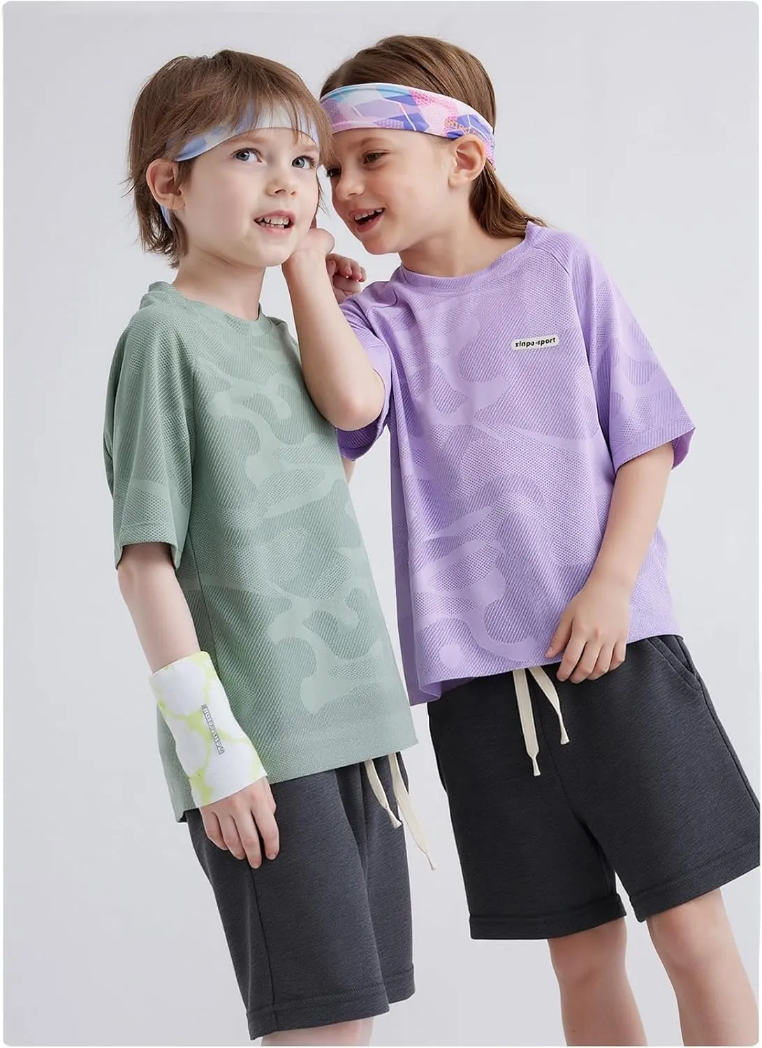 Flygo 3 Pack Boys Girls Cotton Shorts Kids Elastic Waisted Athletic Pull On Running Sweat Shorts Joggers with Pockets