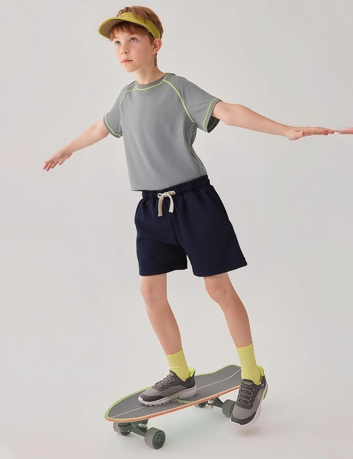 Flygo 3 Pack Boys Girls Cotton Shorts Kids Elastic Waisted Athletic Pull On Running Sweat Shorts Joggers with Pockets