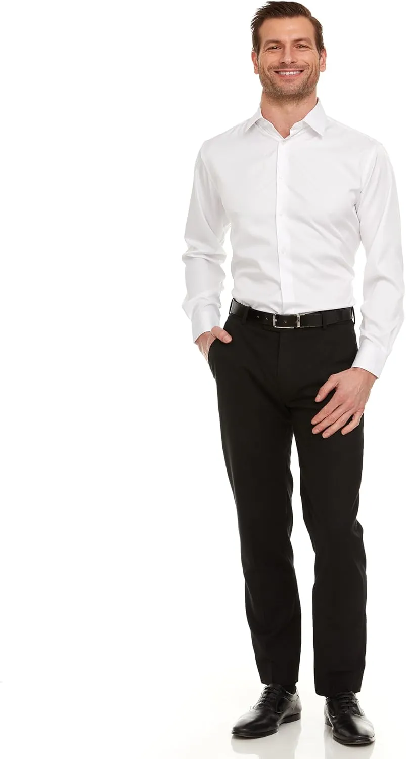 Geoffrey Beene Mens Classic Fit Sateen Stretch Button Down Dress Shirt Formal Wrinkle Resistant
