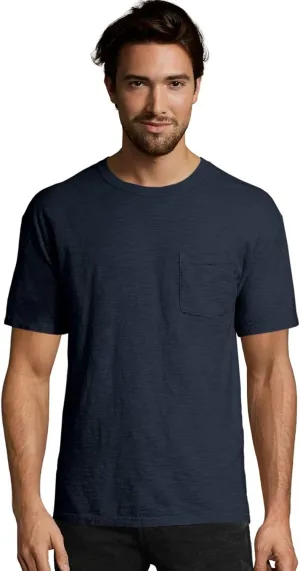 Hanes Men's 1901 Heritage Dyed Short Sleeve Crew Neck Pocket Tee (5A59D GRTDYE)