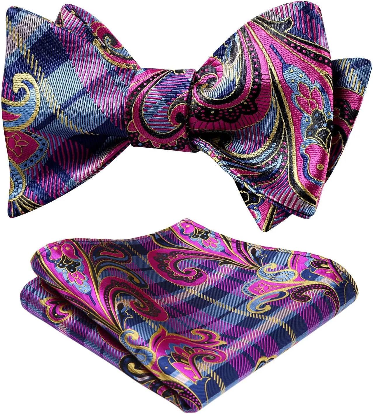HISDERN Bow Ties for Men Floral Bowties Mens Self Tie Bow Tie Handkerchief Jacquard Woven Bowtie Pocket Square Set