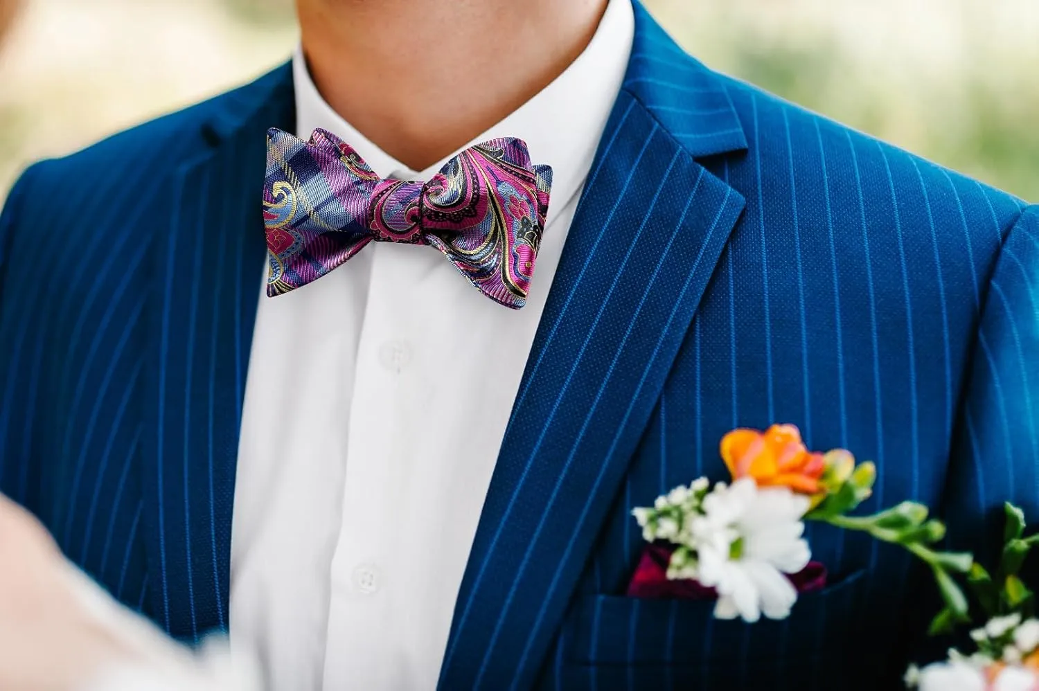 HISDERN Bow Ties for Men Floral Bowties Mens Self Tie Bow Tie Handkerchief Jacquard Woven Bowtie Pocket Square Set
