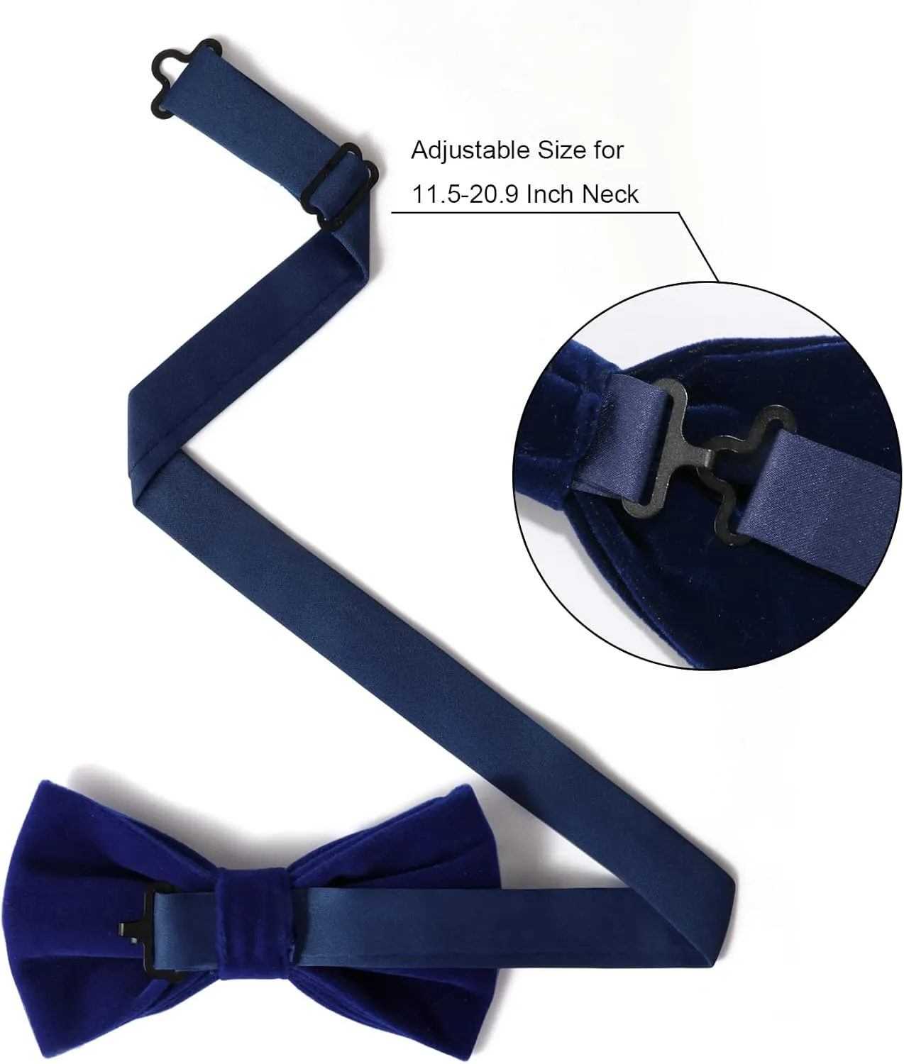 HOULIFE Men's Pre-tied Bowties Velvet Solid Color Adjustable Bow Tie and Pocket Square with Cufflinks for Wedding Party