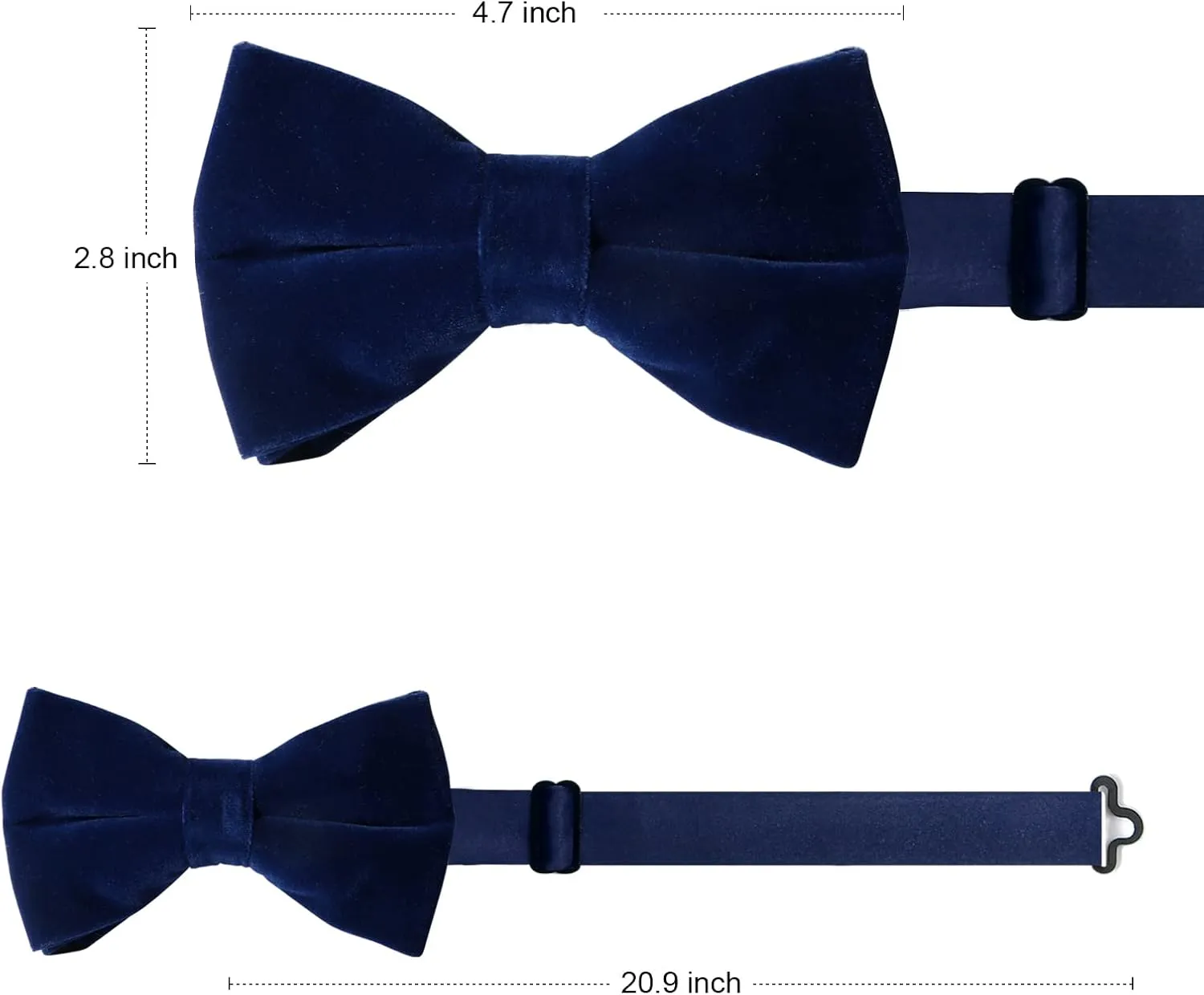HOULIFE Men's Pre-tied Bowties Velvet Solid Color Adjustable Bow Tie and Pocket Square with Cufflinks for Wedding Party