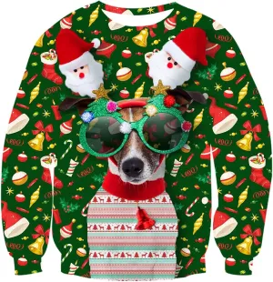 Idgreatim Unisex Ugly Christmas Crewneck Sweatshirt Novelty 3D Graphic Long Sleeve Sweater Shirt