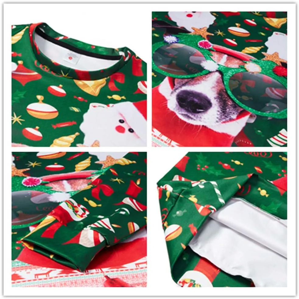 Idgreatim Unisex Ugly Christmas Crewneck Sweatshirt Novelty 3D Graphic Long Sleeve Sweater Shirt