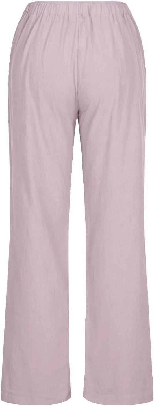 Linen Summer Pants Women 2024 Trendy Casual High Waist Drawstring Loose Fit Lightweight Long Palazzo Gauze Pants