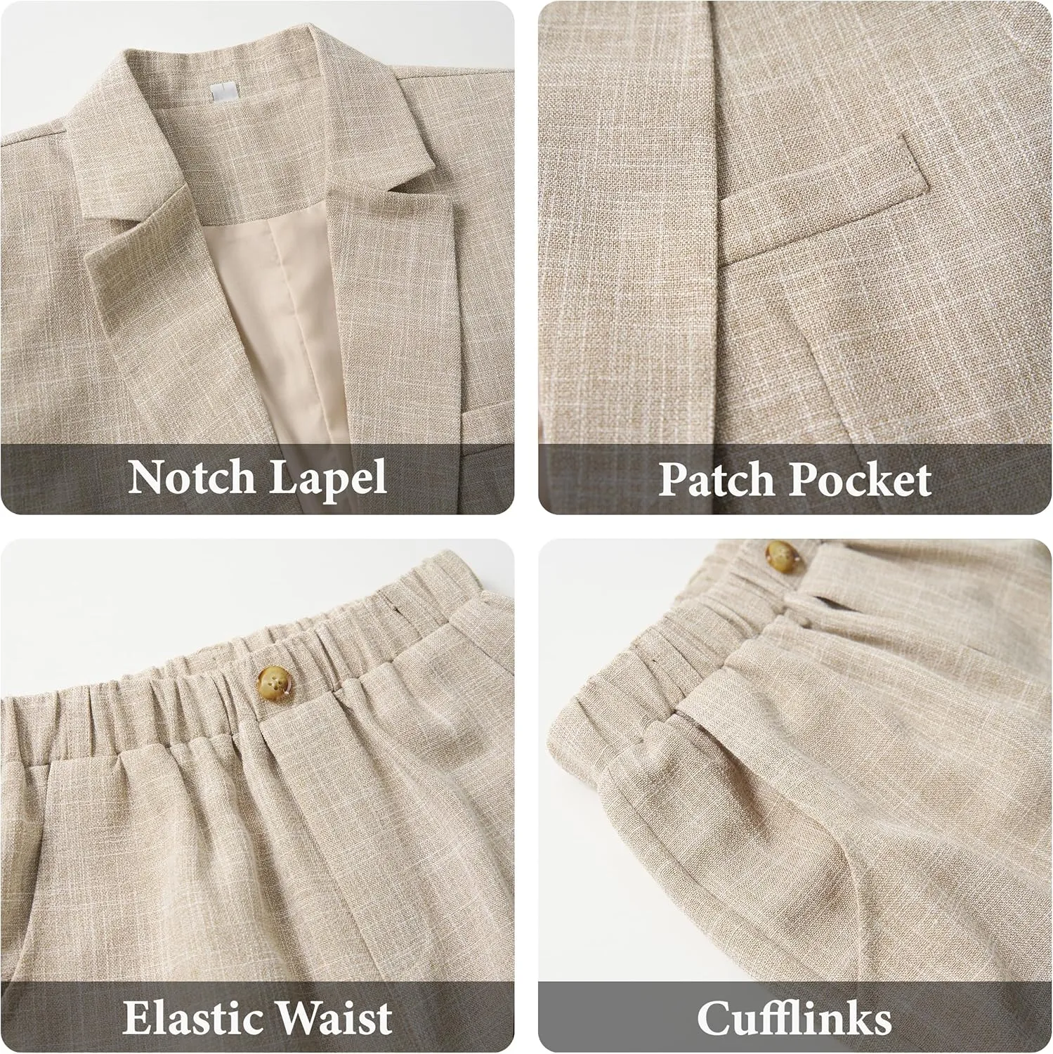 LOLANTA Kids Boys Plaid Suit Fashion Blazer Pants Set 2 Piece Formal Wear Outfit for Wedding