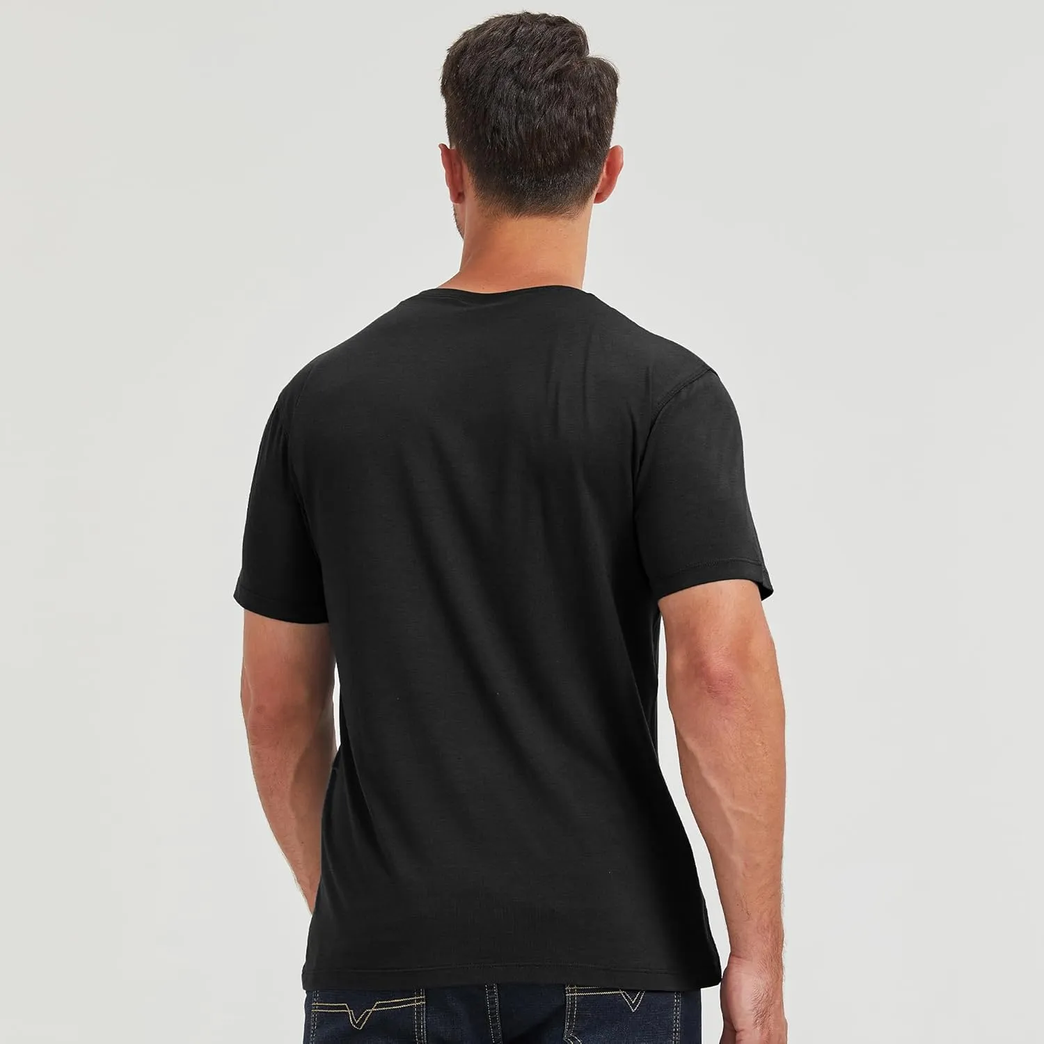 netdraw Men's Ultra-Soft Viscose Bamboo Undershirt Crew Neck Moisture Wicking T-Shirt Short Sleeve Casual Dressy Cotton Tee