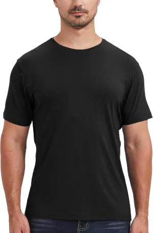 netdraw Men's Ultra-Soft Viscose Bamboo Undershirt Crew Neck Moisture Wicking T-Shirt Short Sleeve Casual Dressy Cotton Tee