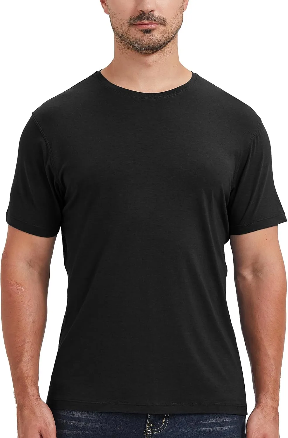 netdraw Men's Ultra-Soft Viscose Bamboo Undershirt Crew Neck Moisture Wicking T-Shirt Short Sleeve Casual Dressy Cotton Tee