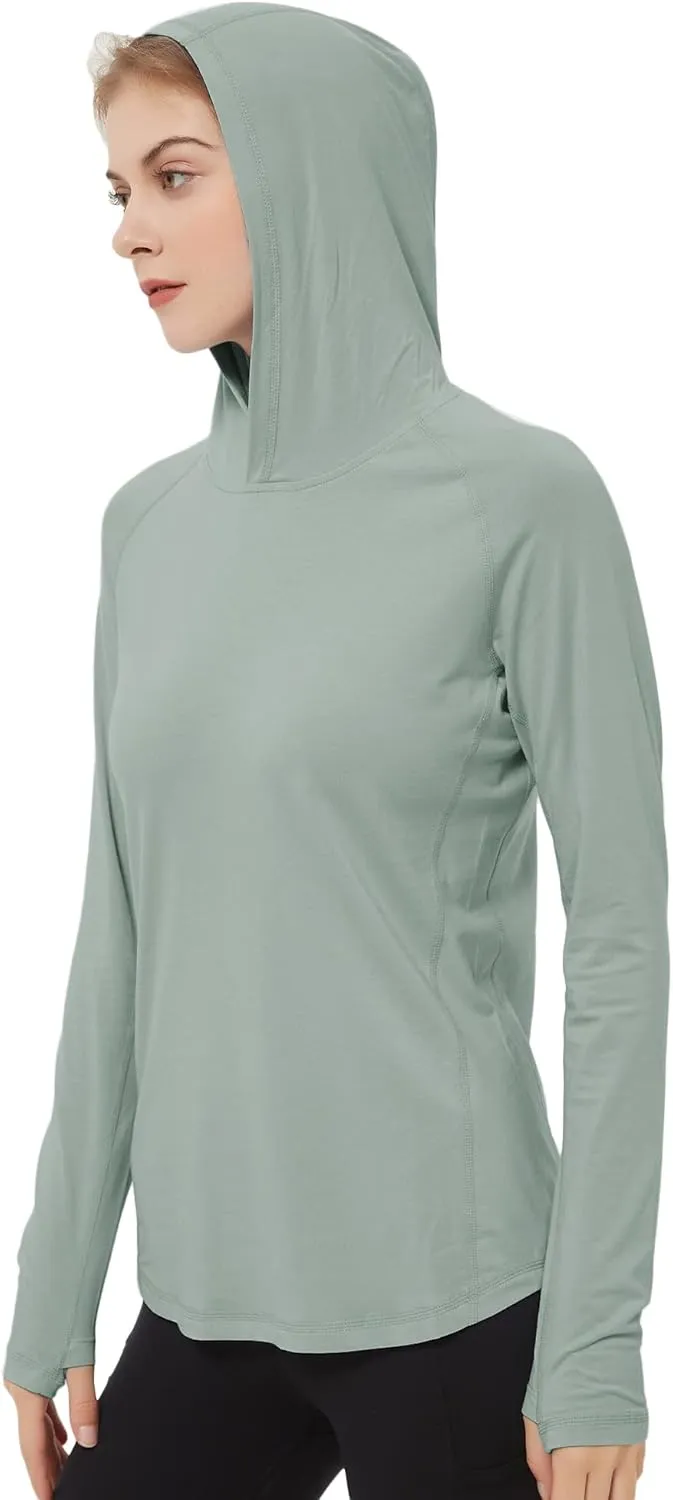 netdraw Women's Ultra-Soft Bamboo Viscose Hoodie UPF 50  Sun Protection Long Sleeve Shirt