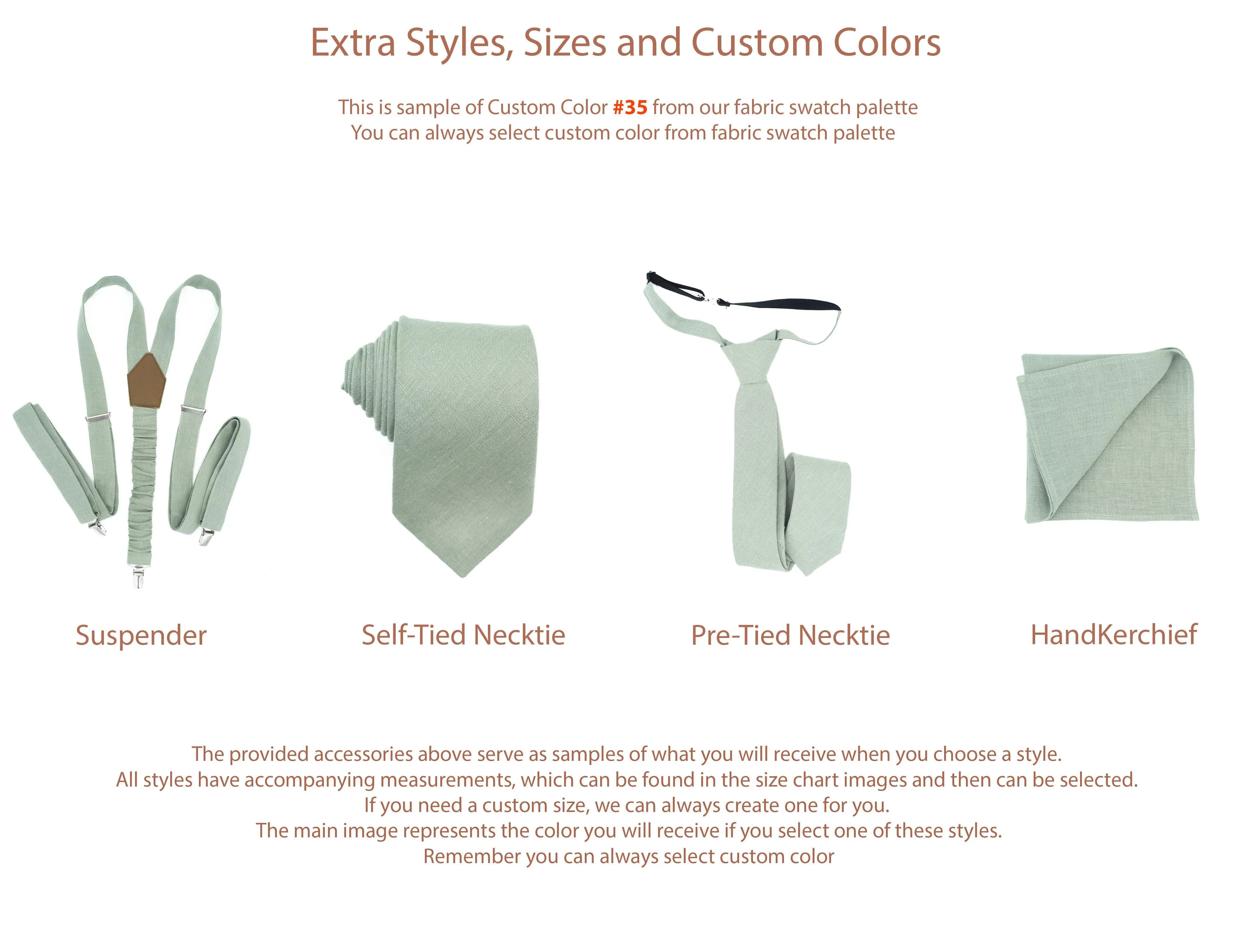 Pale Peach Linen Tie for Men | Accessory with Matching Pocket Square Option