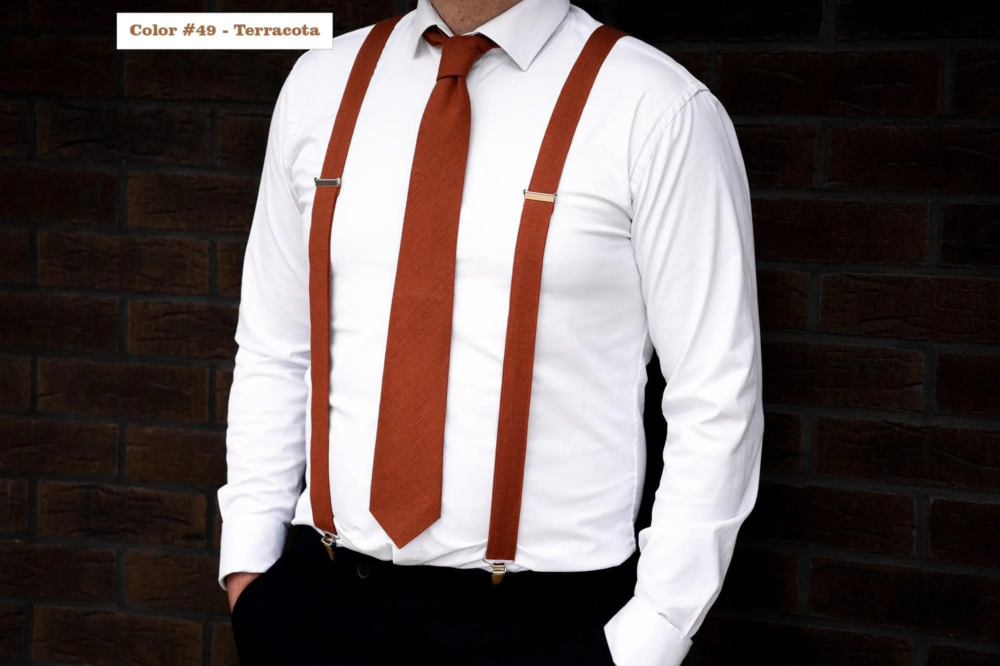Pale Peach Linen Tie for Men | Accessory with Matching Pocket Square Option