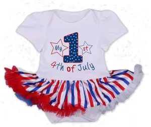 RONGTAI My First 4th of July Baby Girl Outfit Independence Day Tutu Skirt Short Headband Set 0-18 Months