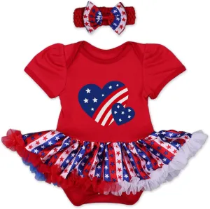 RONGTAI My First 4th of July Baby Girl Outfit Independence Day Tutu Skirt Short Headband Set 0-18 Months