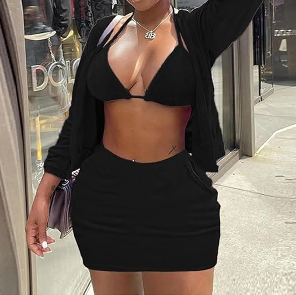 Skirt Sets Women 2 Piece Outfits Velvet Cute Hoodie Mini Skirt Top Y2K Casual Velour Tracksuit Set With Free Bra
