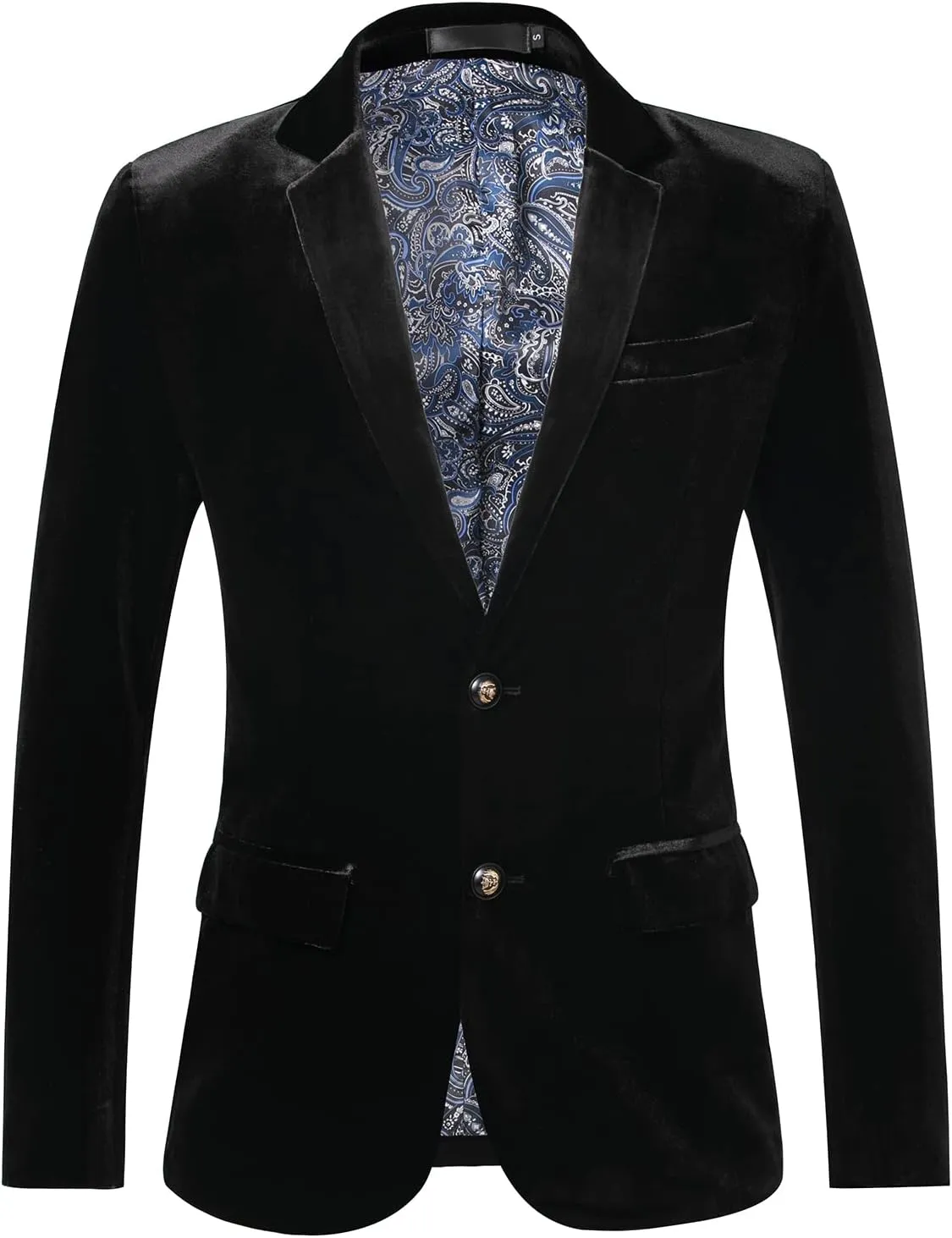THWEI Mens Velvet Blazer Slim-Fit Fashion Solid Suit Jacket
