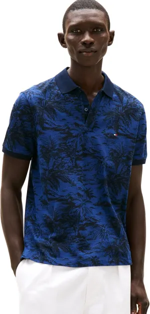Tommy Hilfiger Men's Short Sleeve Linen Polo Shirts in Regular Fit with Tropical Print Designs