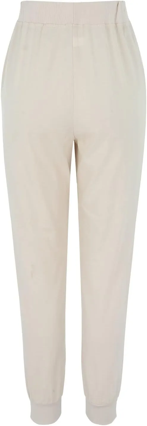 Womens Cotton Linen Jogger Pants Tapered Leg Summer Casual Back Elastic Waist Pants Drawstring Trousers with Pockets