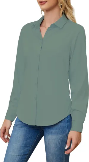 Wrinkle Free Womens Button Down Shirts for Women Long Sleeve Stretch Business Office Formal Work Blouses Tops