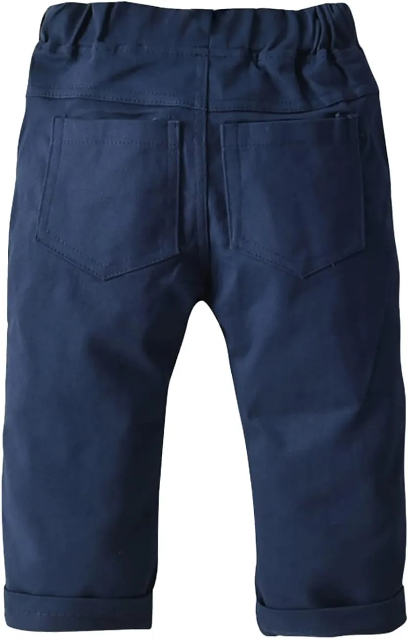 Yartina Toddler Baby Boys Jogger Pants Pull On Cargo Dungarees Drawstring Sweatpants with Pockets Casual Wear